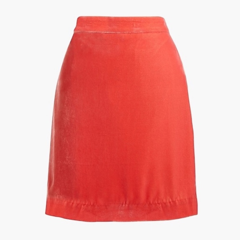 NWT JCrew Coral Red Velvet Mini Skirt Size 4